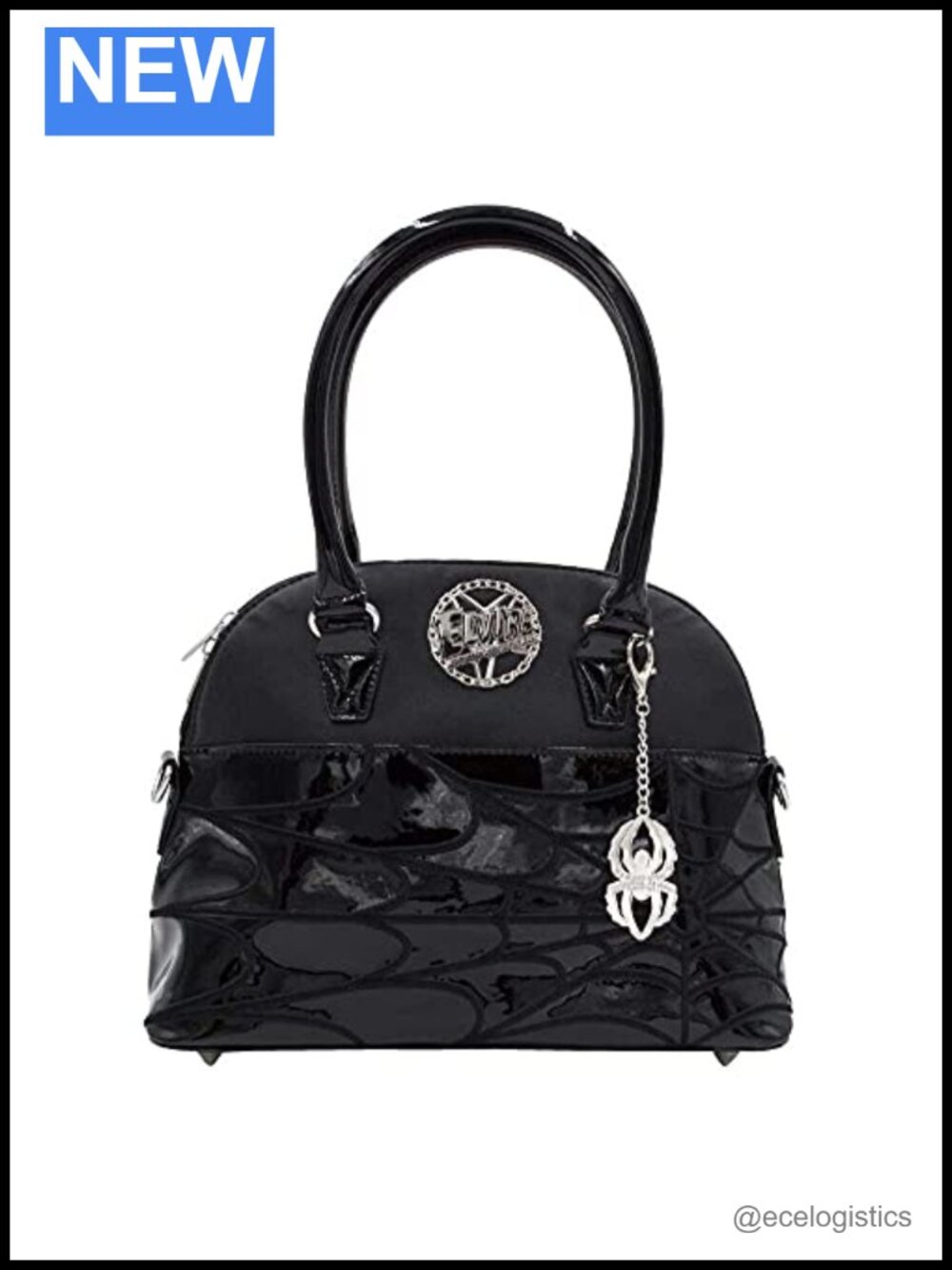 Elvira Spiderweb Vegan Leather Top-Handle Bag with Chain Strap